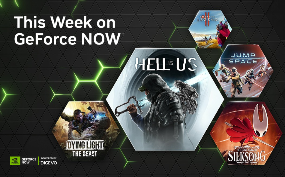 Imagen promocional del Jueves de GFN en GeForce NOW powered by Digevo con los nuevos juegos en la nube.